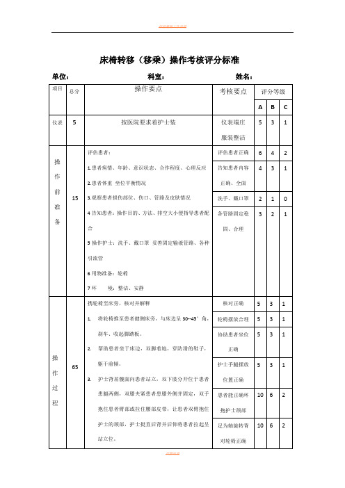 床椅转移操作流程