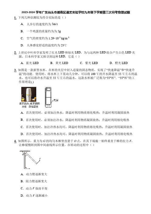 2023-2024学年广东汕头市潮南区通艺实验学校九年级下学期第三次月考物理试题