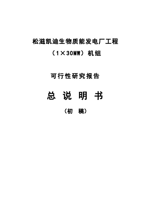 生物质能发电厂工程  (1×30MW)机组建设可行性研究报告