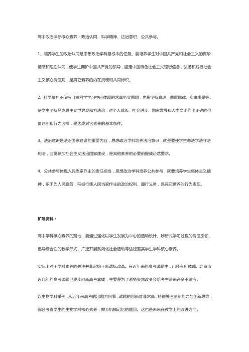 高中政治课标核心素养