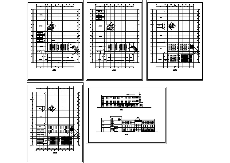 某地学校教学楼平立面设计cad施工图