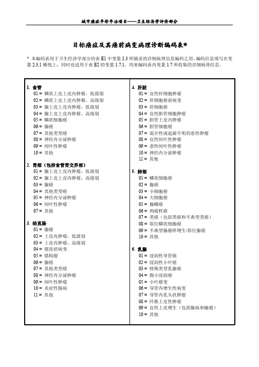 病理诊断编码表