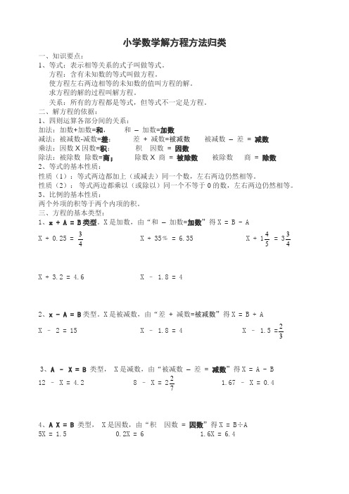 小学数学解方程方法归类