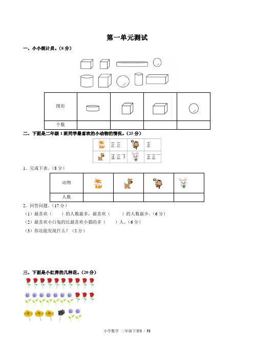 人教新课标小学二年级下册数学单元测试题含答案(全册)