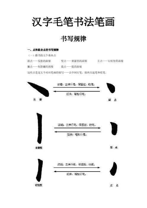 毛笔字帖(汉字毛笔书法笔画书写规律)