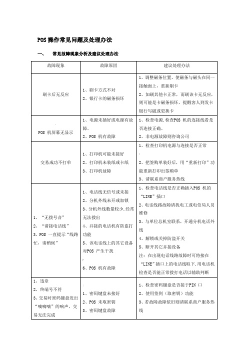 银行收单pos机常见问题处理及错误代码