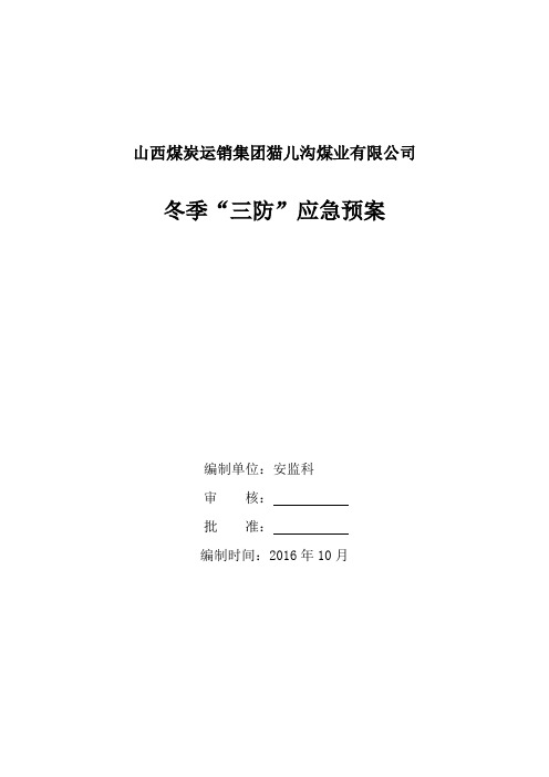 冬季三防应急预案DOC