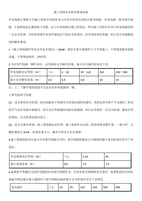 施工现场外电防护检查标准