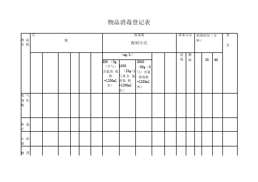 物品消毒登记表范本