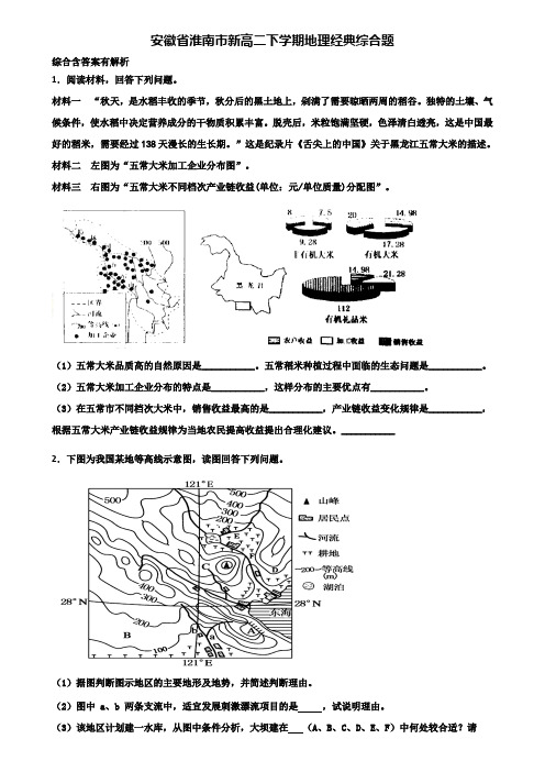 安徽省淮南市新高二下学期地理经典综合题含解析