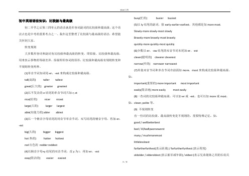 初中英语语法知识：比较级与最高级