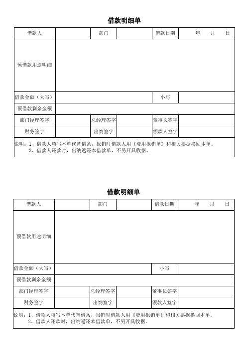 借款明细单