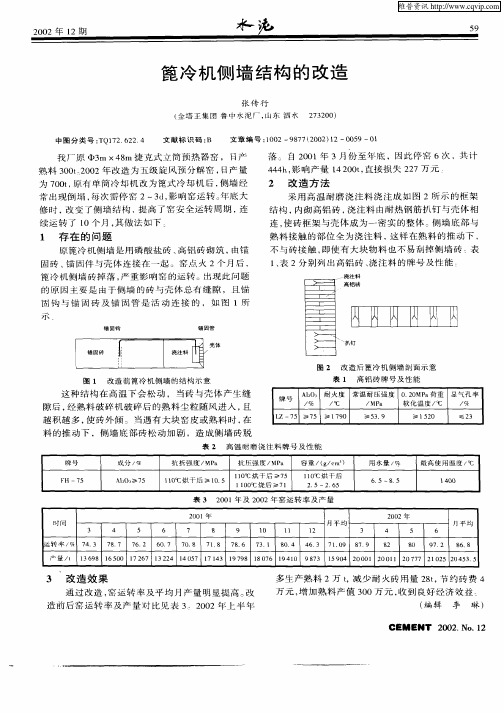 篦冷机侧墙结构的改造