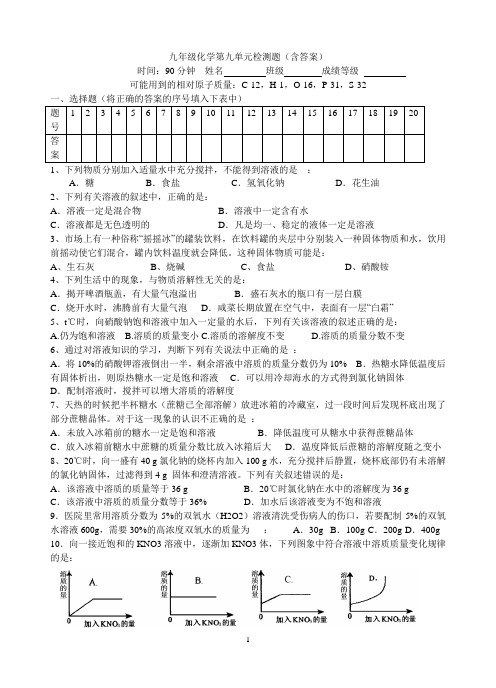 上传用九年级化学溶液检测题