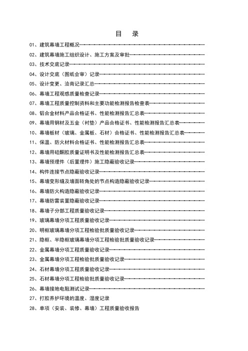 幕墙工程质量验收记录专用表格