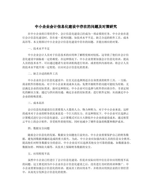 中小企业会计信息化建设中存在的问题及对策研究