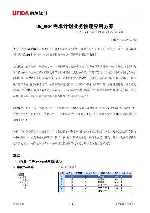 U8_MRP需求计划业务快速实施方案