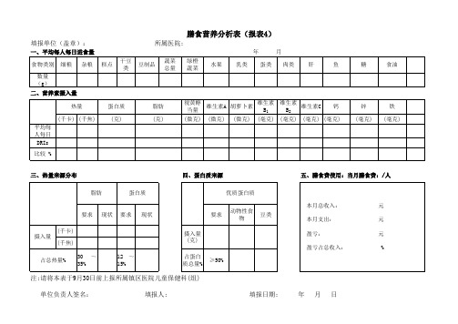 表4  膳食营养分析表