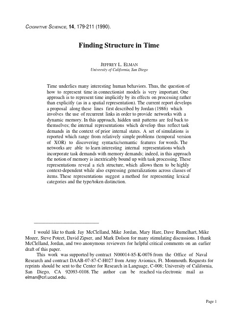 Finding structure in time
