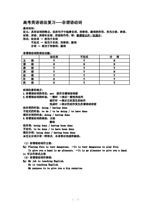 高考英语语法复习非谓语动词