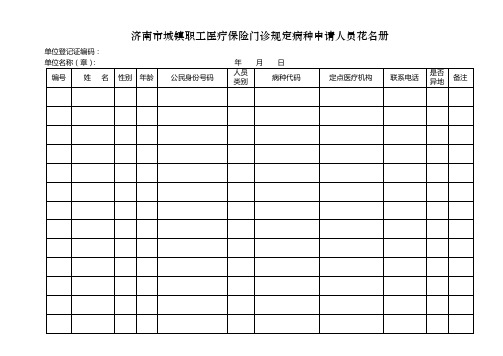 济南市城镇职工医疗保险门诊规定病种申请人员花名册