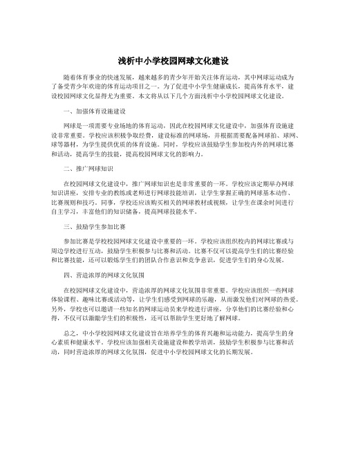 浅析中小学校园网球文化建设