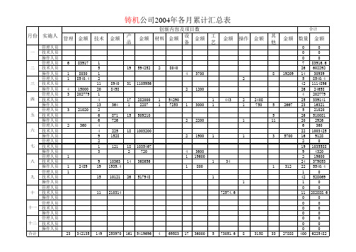 04年各月创新累计汇总表