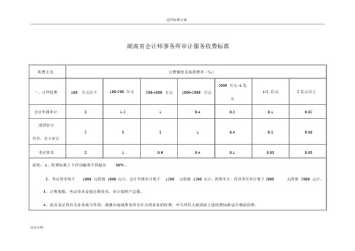 审计的服务收费实用标准