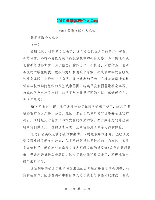 201X暑期实践个人总结