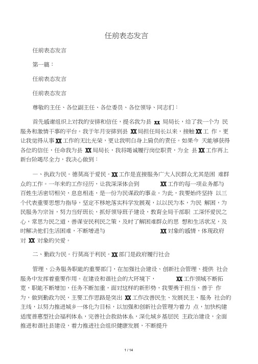 任前表态发言