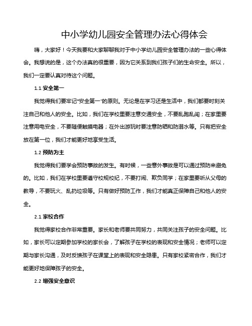 中小学幼儿园安全管理办法心得体会