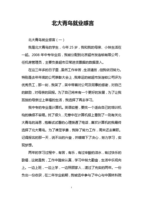 北大青鸟就业感言