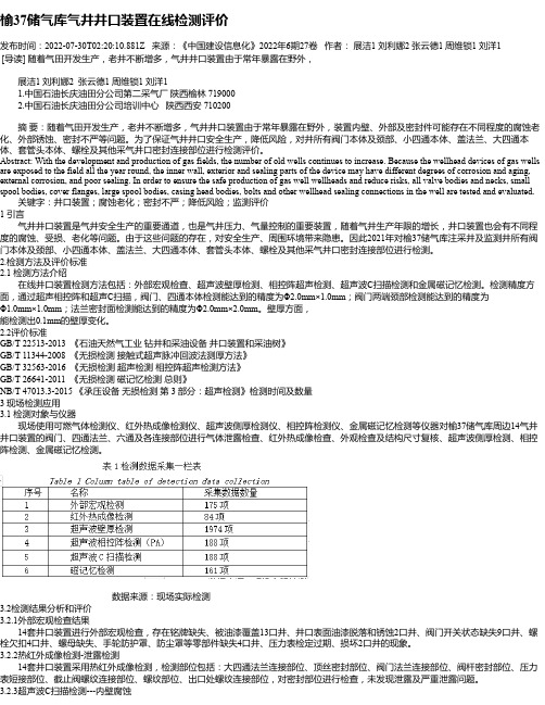 榆37储气库气井井口装置在线检测评价