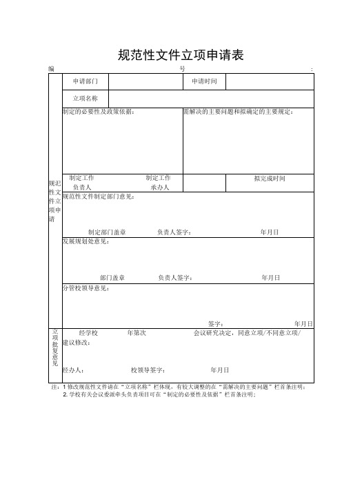 规范性文件立项申请表