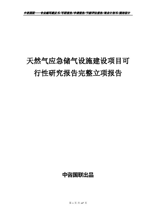 天然气应急储气设施建设项目可行性研究报告完整立项报告