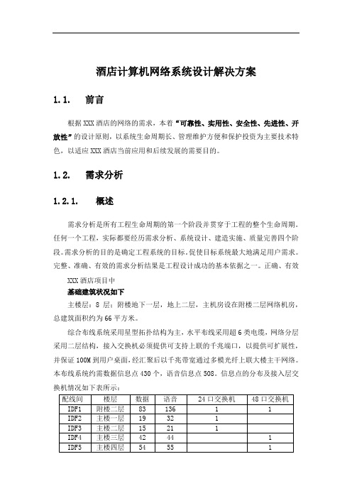 酒店计算机网络系统设计解决方案