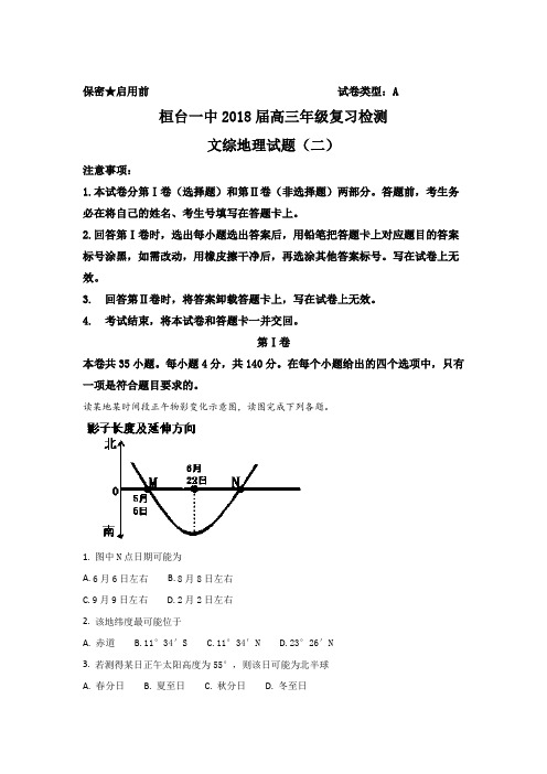 山东省淄博市桓台第一中学2018届高三上学期阶段性测试