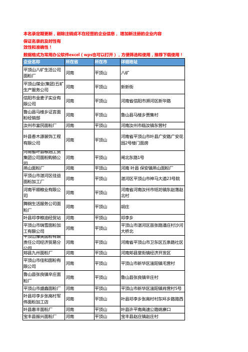 2020新版河南平顶山面粉企业公司名录名单黄页联系方式大全102家