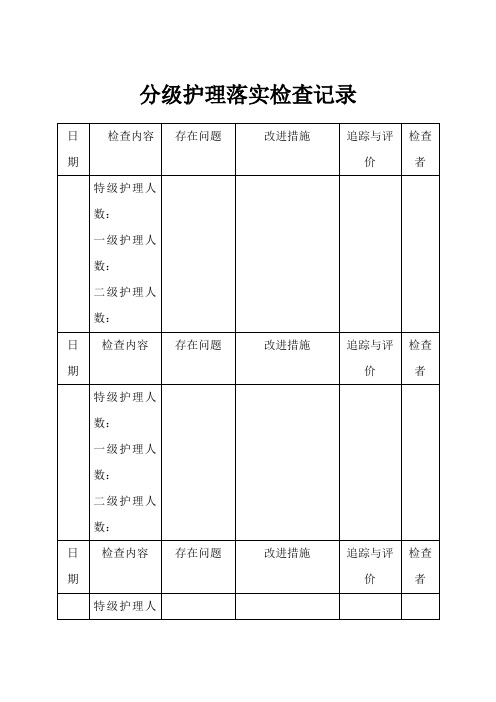 分级护理落实检查记录