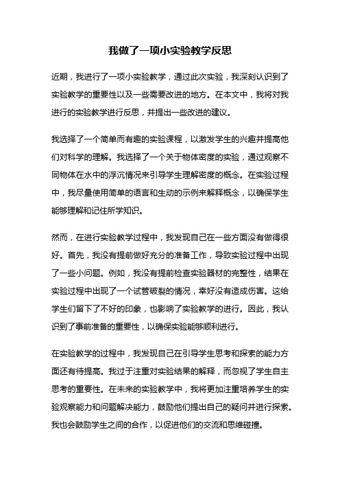 我做了一项小实验教学反思