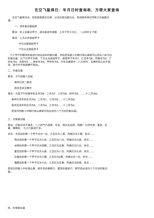 玄空飞星择日：年月日时查询表，方便大家查询