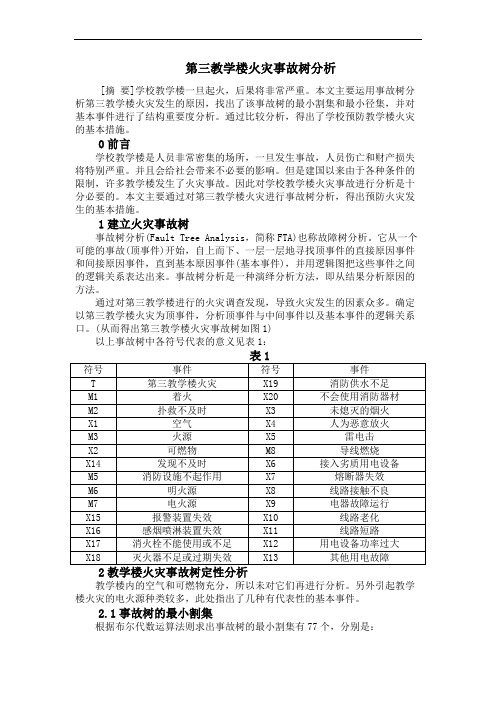 某学校教学楼火灾事故树分析