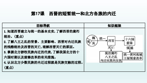 人教版七年级历史上册《第17课 西晋的短暂统一和北方各族的内迁》课件