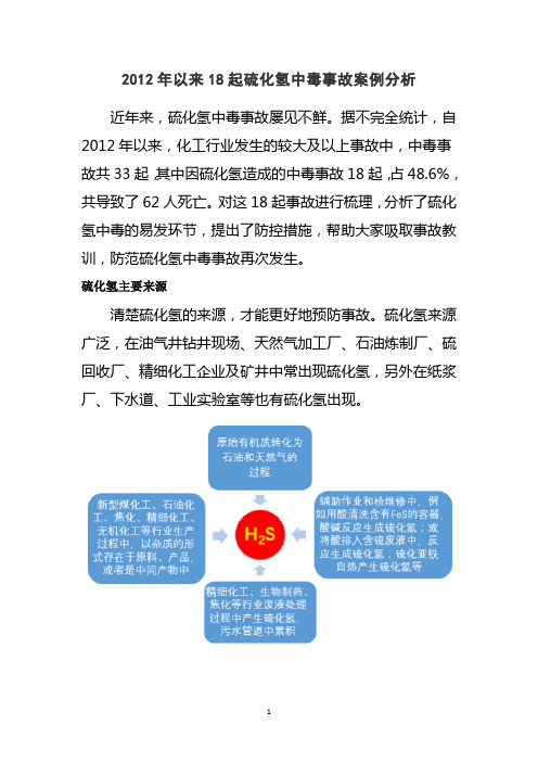 2012年以来18起硫化氢中毒事故案例分析