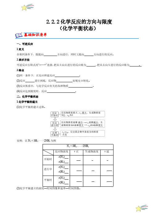 化学反应的方向与限度(化学平衡状态)(学生版) 21-22学年高中化学苏教版选择性必修一课件+练习