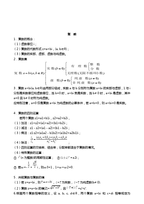 (完整版)高考复数知识点精华总结