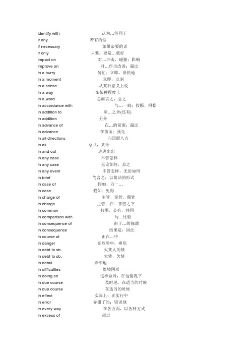 初中常用短语-字母i开头