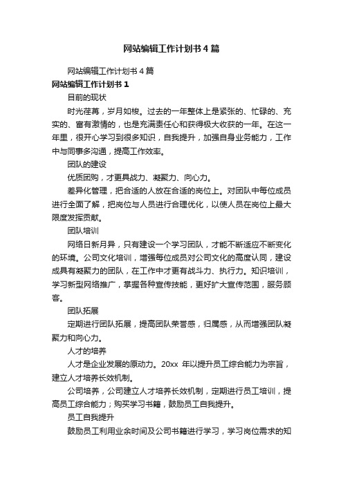 网站编辑工作计划书4篇