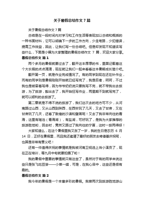 关于暑假总结作文7篇