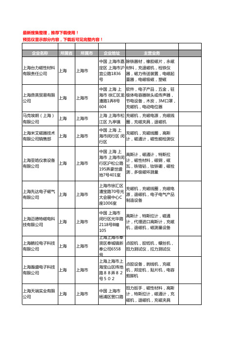 新版上海市充磁机工商企业公司商家名录名单联系方式大全31家